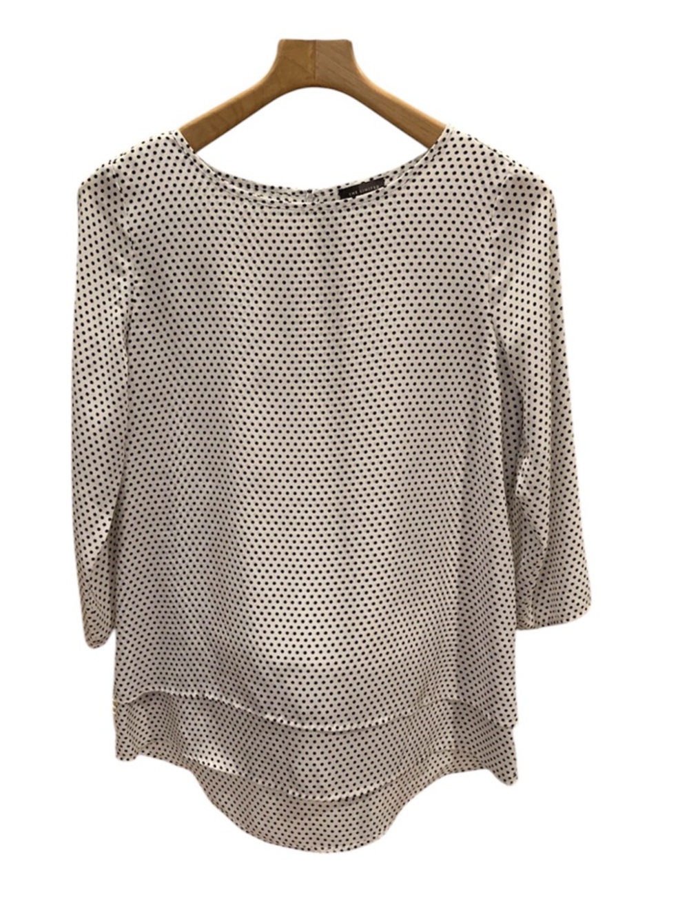 The Limited Polka Dot Blouse White Black high-low tiered Size Medium